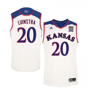 Men's Kansas #20 Garrett Luinstra White Stitched Jerseys 791050-268