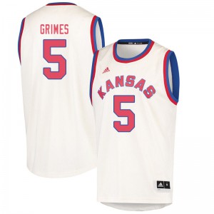 Mens University of Kansas #5 Quentin Grimes Cream Embroidery Jersey 997198-325