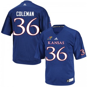 Men's Kansas Jayhawks #36 Bryce Coleman Royal Stitched Jersey 231251-132