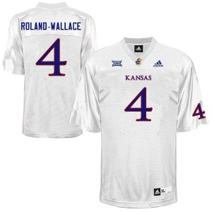 Men's Kansas #4 Christian Roland-Wallace White Football Jerseys 814716-713