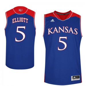Mens University of Kansas #5 Elijah Elliott Royal Official Jersey 379047-735