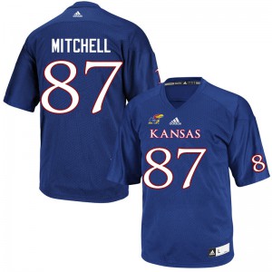 Men's University of Kansas #87 Jaden Mitchell Royal Stitch Jersey 959872-915