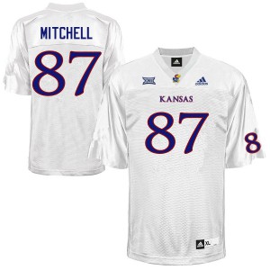 Men University of Kansas #87 Jaden Mitchell White Embroidery Jersey 336220-804