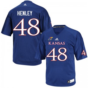 Men's Kansas Jayhawks #48 Parker Henley Royal Stitched Jerseys 215252-308