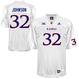 Men's Kansas Jayhawks #32 Terrence Johnson White Embroidery Jerseys 805089-681