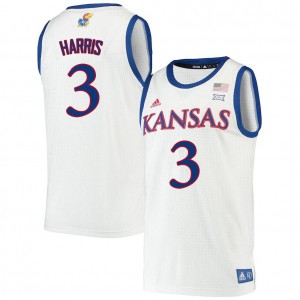 Mens Kansas Jayhawks #3 Dajuan Harris White Basketball Jersey 687439-788