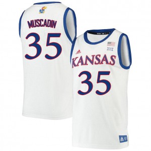Mens Kansas #35 Gethro Muscadin White Basketball Jersey 123292-156
