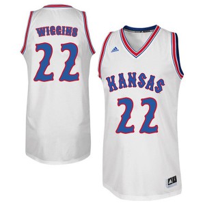 Men's Kansas #22 Andrew Wiggins White Retro Throwback Player Jersey 803680-980