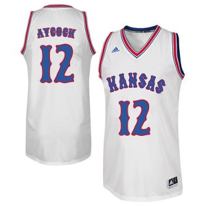Men Kansas Jayhawks #12 Angela Aycock White Retro Throwback Embroidery Jerseys 276644-123