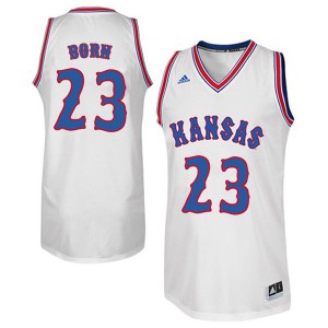 Mens University of Kansas #23 B.H. Born White Retro Throwback Basketball Jersey 823588-138