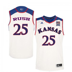 Mens University of Kansas #25 Brandon Rush White Stitch Jerseys 406004-387