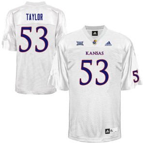 Men University of Kansas #53 Caleb Taylor White Player Jerseys 829400-941