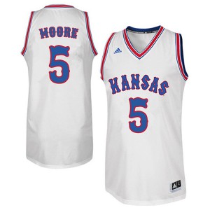Men Jayhawks #5 Charlie Moore White Retro Throwback Embroidery Jersey 869281-980