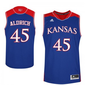 Men's University of Kansas #45 Cole Aldrich Royal Official Jerseys 408419-342