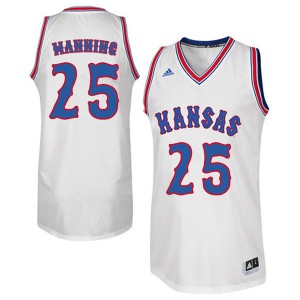 Men University of Kansas #25 Danny Manning White Retro Throwback Official Jersey 739415-758