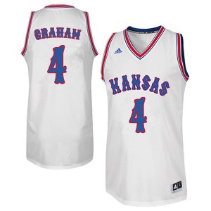 Men's Kansas Jayhawks #4 Devonte Graham White Retro Throwback Basketball Jerseys 376127-691