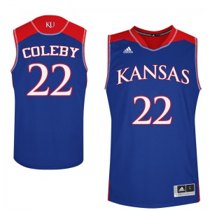 Mens Kansas #22 Dwight Coleby Blue Official Jersey 386668-235