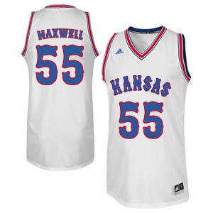 Mens University of Kansas #55 Evan Maxwell White Retro Throwback High School Jersey 805193-655