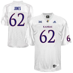 Mens Kansas Jayhawks #62 Garrett Jones White Player Jersey 104677-455
