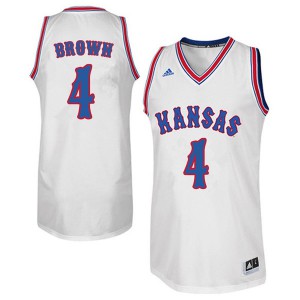 Men's University of Kansas #4 Jada Brown White Retro Throwback Player Jerseys 962511-302