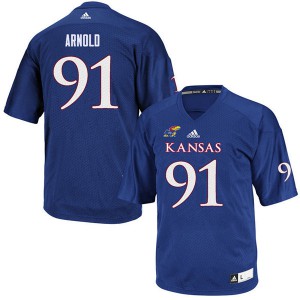 Men Kansas Jayhawks #91 Jelani Arnold Royal High School Jerseys 219641-732