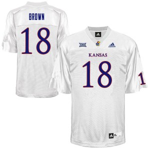 Men's Kansas #18 Jordan Brown White Official Jerseys 298928-595
