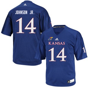 Mens Kansas Jayhawks #14 Kerr Johnson Jr. Royal Stitched Jersey 572115-222