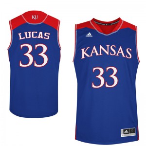 Men University of Kansas #33 Landen Lucas Blue Official Jerseys 209687-665