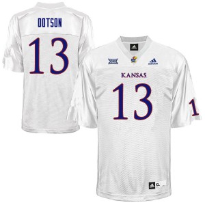Mens University of Kansas #13 Ra'Mello Dotson White NCAA Jerseys 245578-252