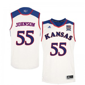 Mens Kansas Jayhawks #55 Tyler Johnson White Basketball Jersey 753629-807