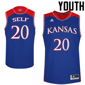 Youth University of Kansas #20 Tyler Self Blue High School Jersey 715753-543