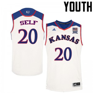 Youth University of Kansas #20 Tyler Self White Stitched Jerseys 102231-906