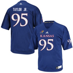 Men University of Kansas #95 Vaughn Taylor Jr. Royal Football Jersey 758529-627
