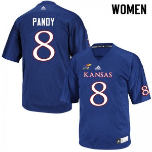 Womens Kansas Jayhawks #8 Anthony Pandy Royal Embroidery Jersey 142274-714
