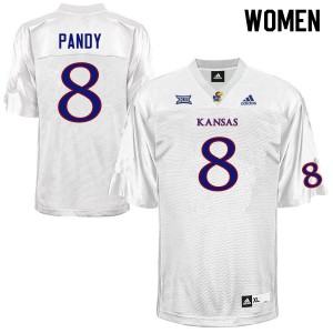 Womens Kansas Jayhawks #8 Anthony Pandy White Football Jerseys 105748-751