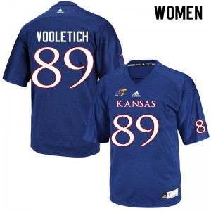 Womens Kansas #89 Brice Vooletich Royal College Jerseys 155746-164
