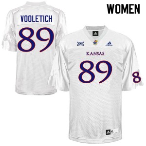 Women Jayhawks #89 Brice Vooletich White College Jerseys 761729-373