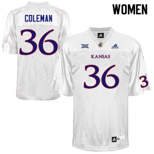 Womens Kansas #36 Bryce Coleman White Player Jersey 229455-482