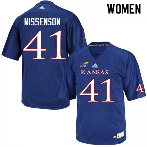 Women's University of Kansas #41 Cameron Nissenson Royal Stitched Jerseys 379382-898