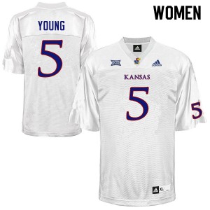 Womens Kansas #5 Christian Young White College Jerseys 594990-974