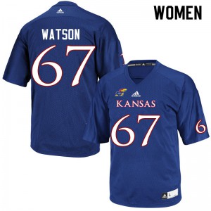Women's Kansas Jayhawks #67 David Watson Royal College Jersey 604356-357