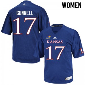 Women Kansas Jayhawks #17 Grant Gunnell Royal Alumni Jerseys 448756-515
