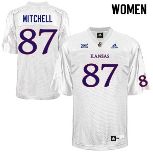Women University of Kansas #87 Jaden Mitchell White Official Jersey 745298-312