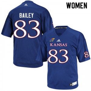 Women's Kansas Jayhawks #83 Jailen Bailey Royal NCAA Jerseys 752162-883