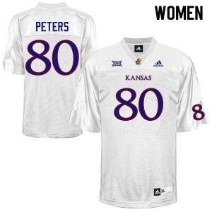Womens Kansas #80 Jake Peters White Stitch Jerseys 146660-688
