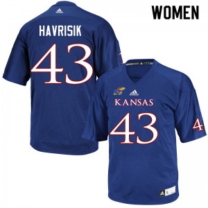Women's Kansas Jayhawks #43 Lucas Havrisik Royal Alumni Jersey 903276-962