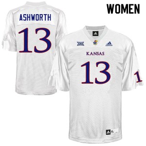 Women's University of Kansas #13 Luke Ashworth White College Jersey 901154-877