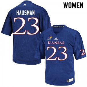 Womens Kansas Jayhawks #23 Malik Hausman Royal Stitch Jerseys 503750-113