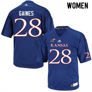 Women's University of Kansas #28 Maurice Gaines Royal Player Jerseys 578757-341