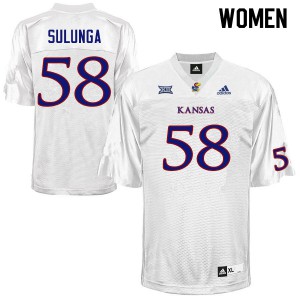 Women's University of Kansas #58 Nahe Sulunga White Stitch Jerseys 907096-737